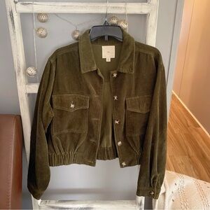 Tgla Green Ribbed Corduroy Short Jacket Size L